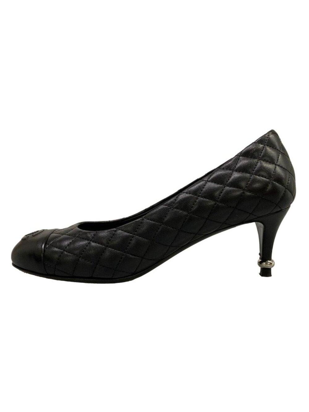 Chanel Pumps C Black Quilted CC Logo Lambskin Heel